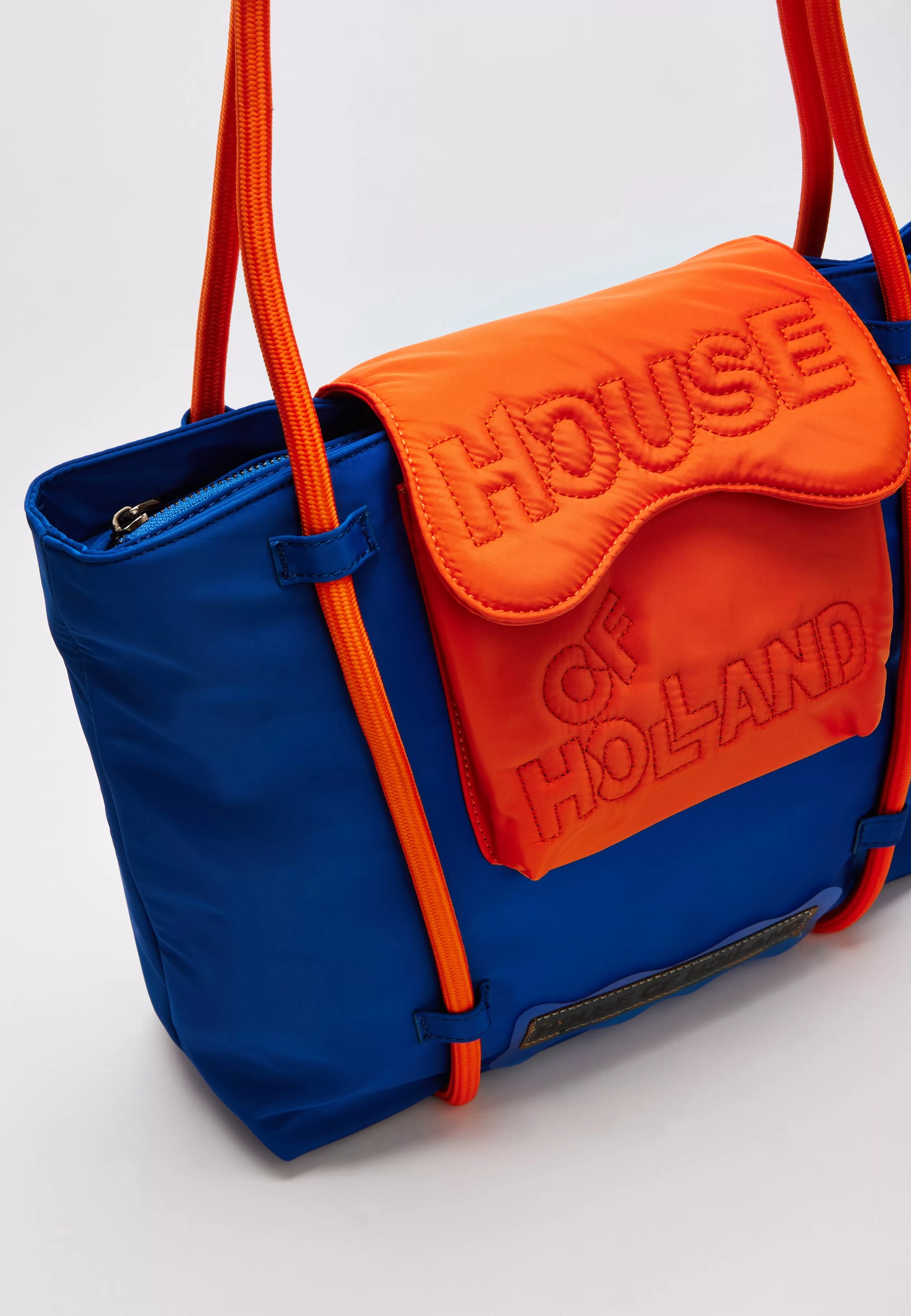 Shop Tote Bag With Quilted Logo In Orange And Royal Bags and Wallets | Bags and Wallets