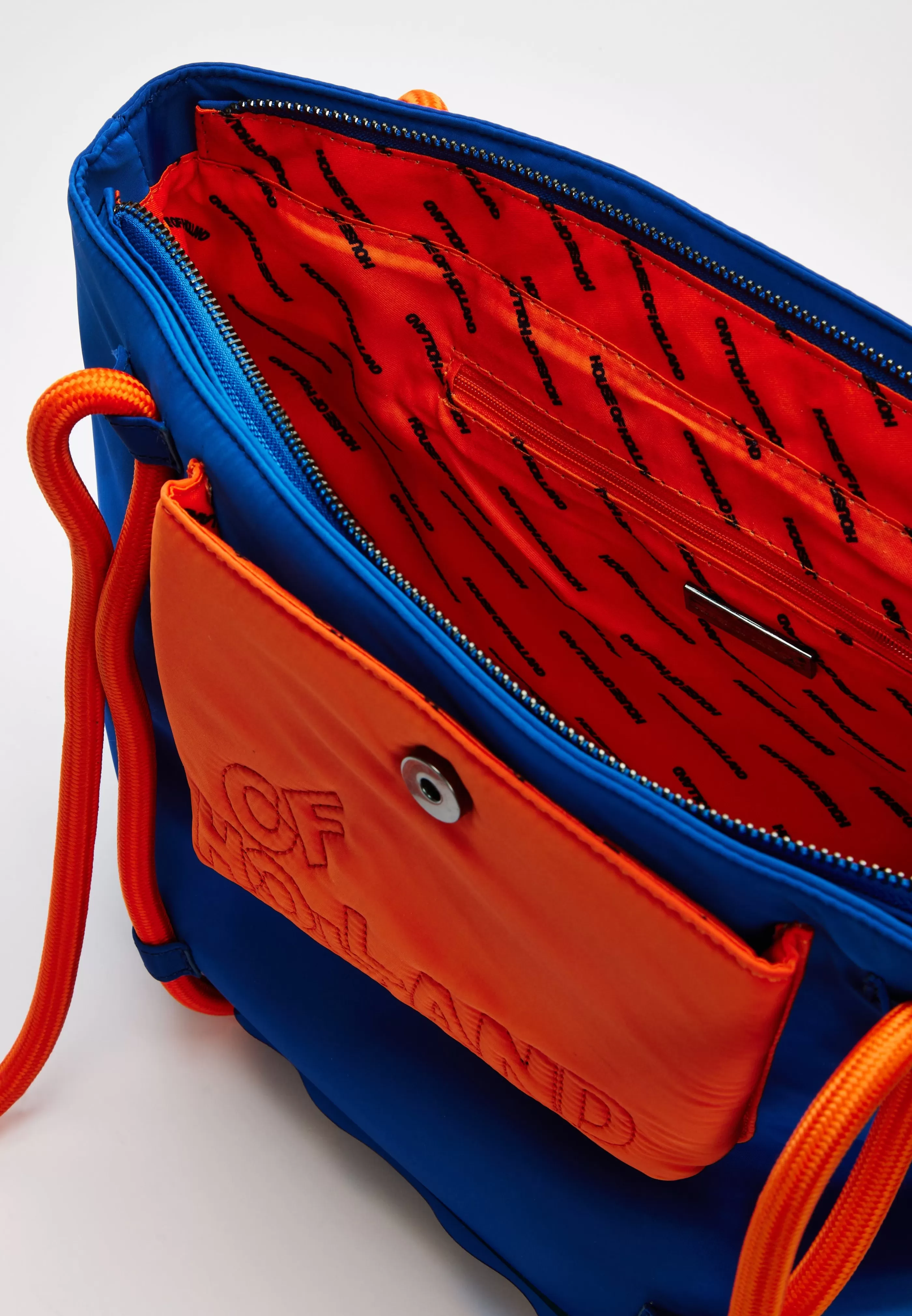 Shop Tote Bag With Quilted Logo In Orange And Royal Bags and Wallets | Bags and Wallets