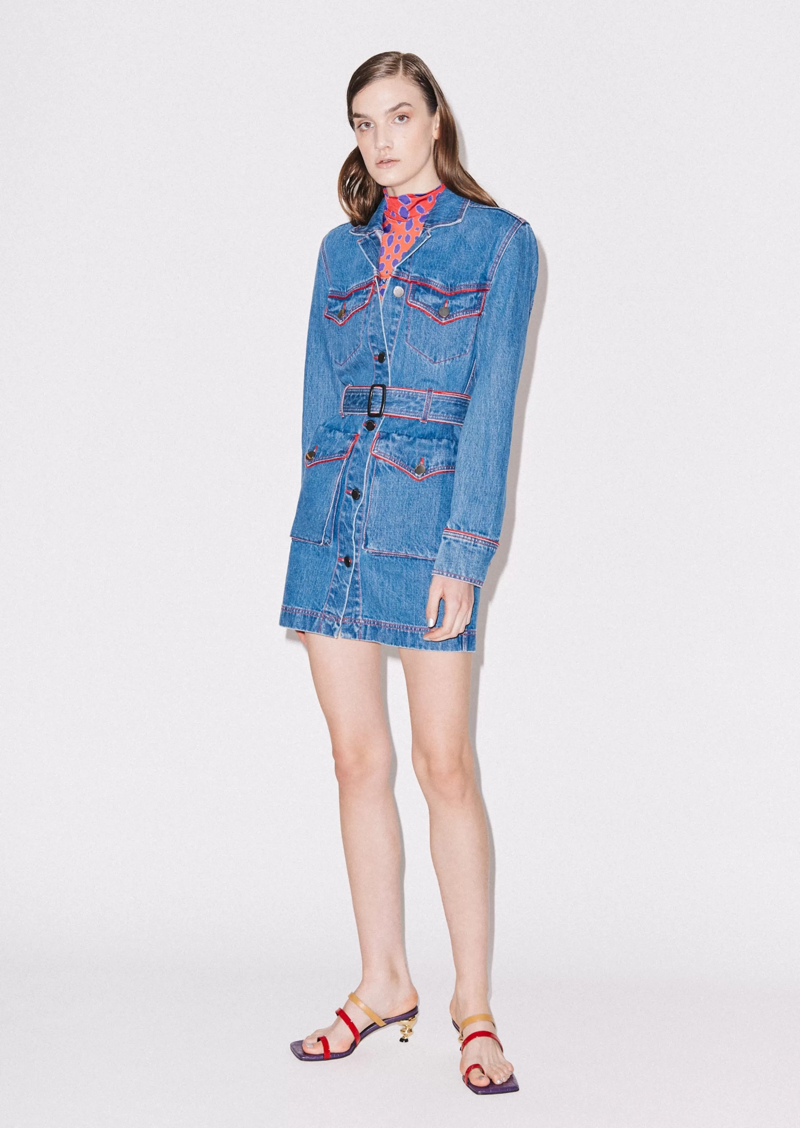 Outlet Western Denim Dress Denim | Dresses