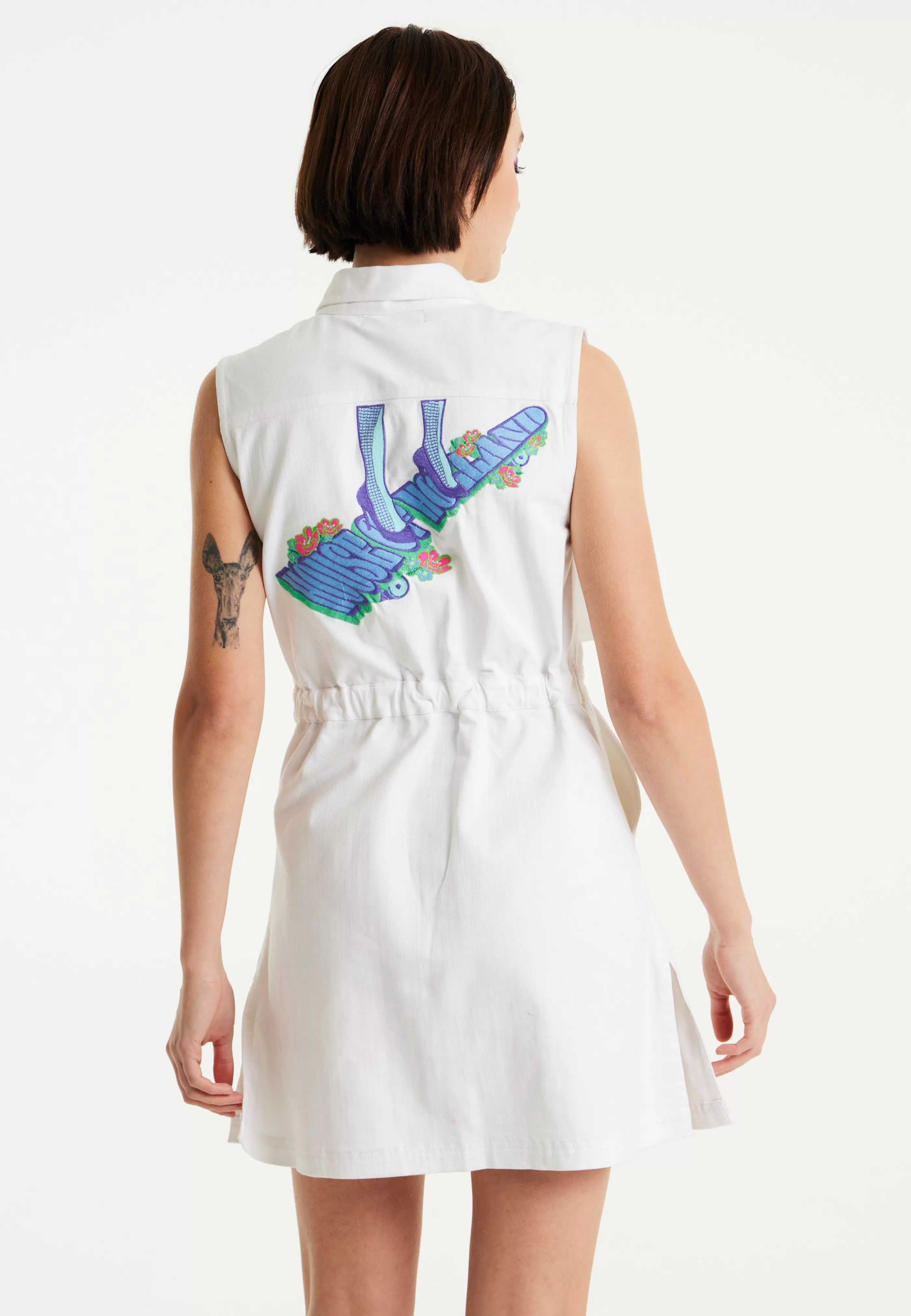 Fashion Denim Mini Dress With Skater Embroidery Denim | Dresses
