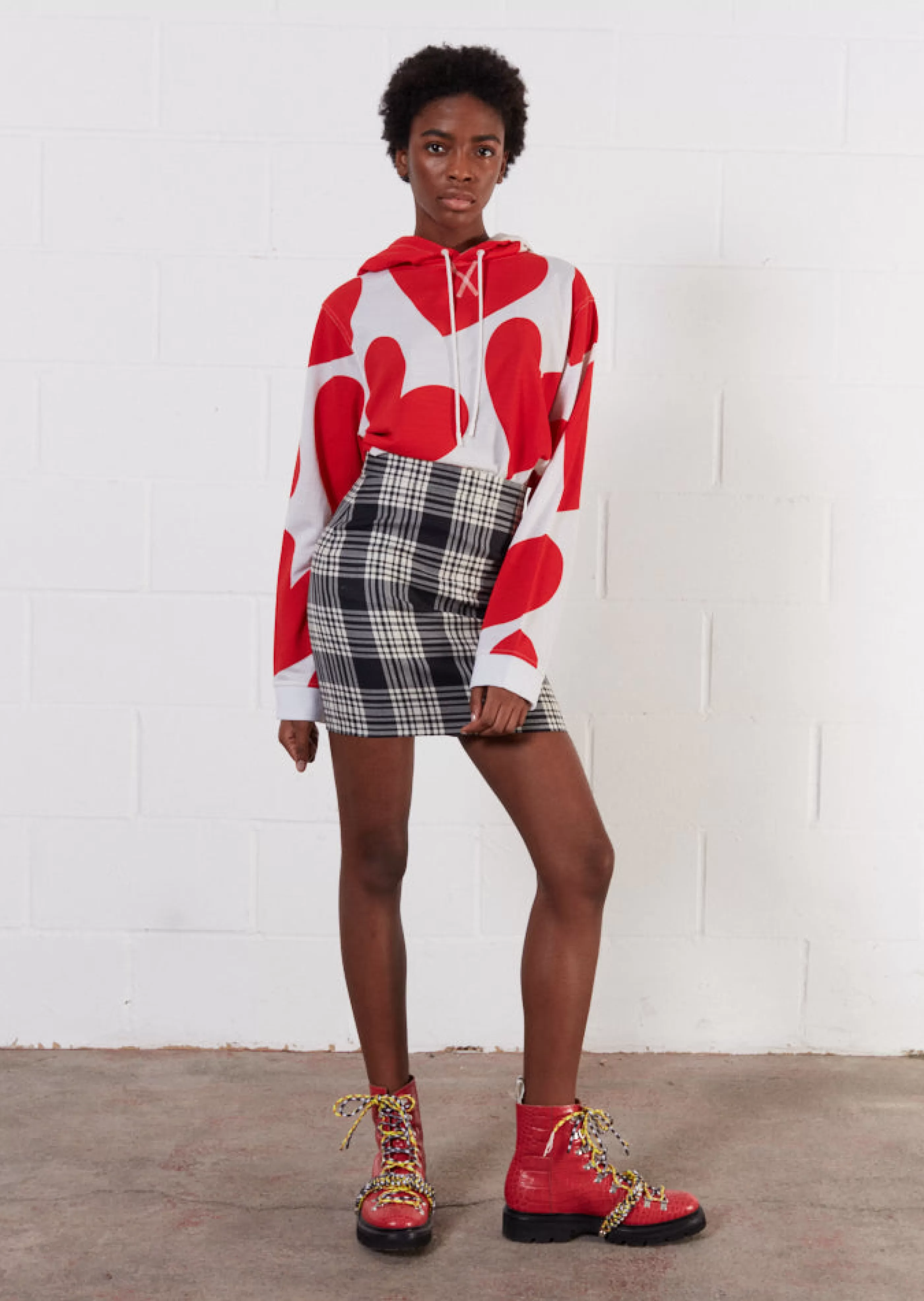 Best Sale Wool And White Check Mini Skirt Skirts & Trousers