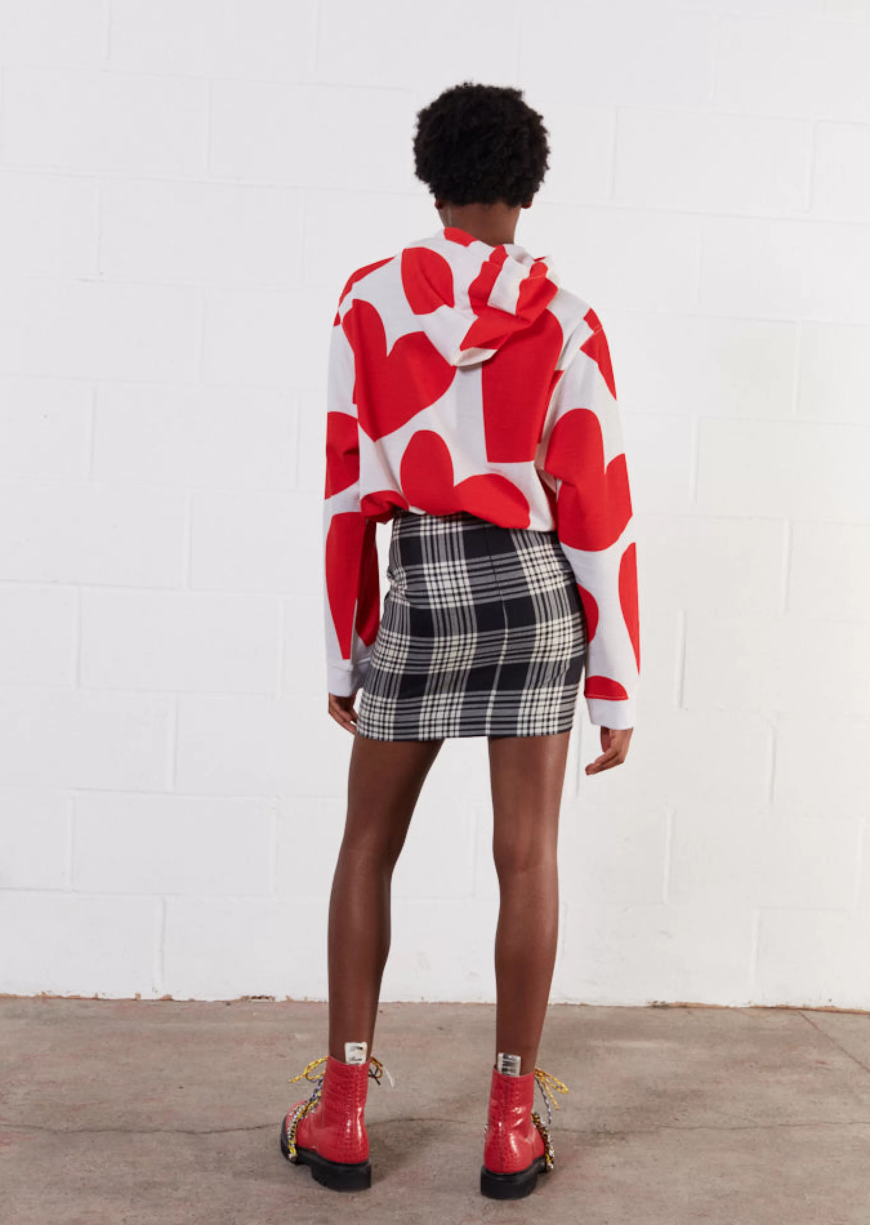 Best Sale Wool And White Check Mini Skirt Skirts & Trousers