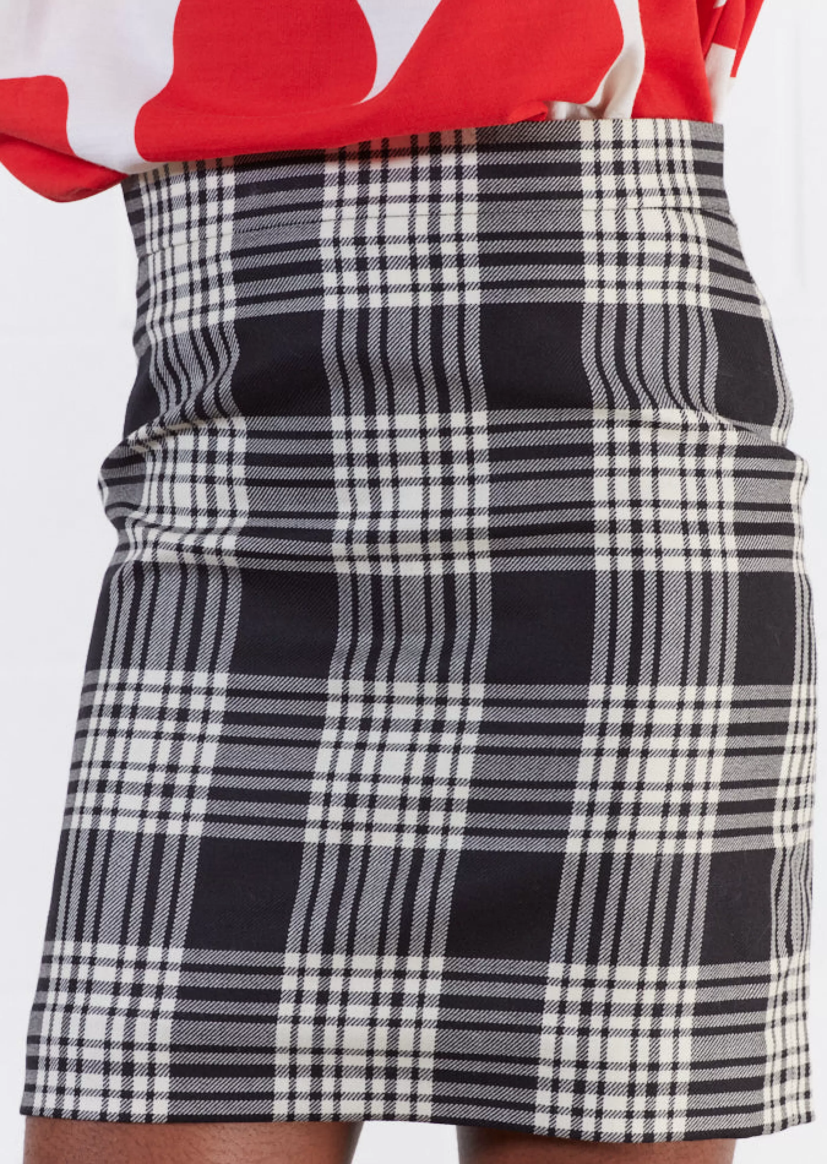 Best Sale Wool And White Check Mini Skirt Skirts & Trousers