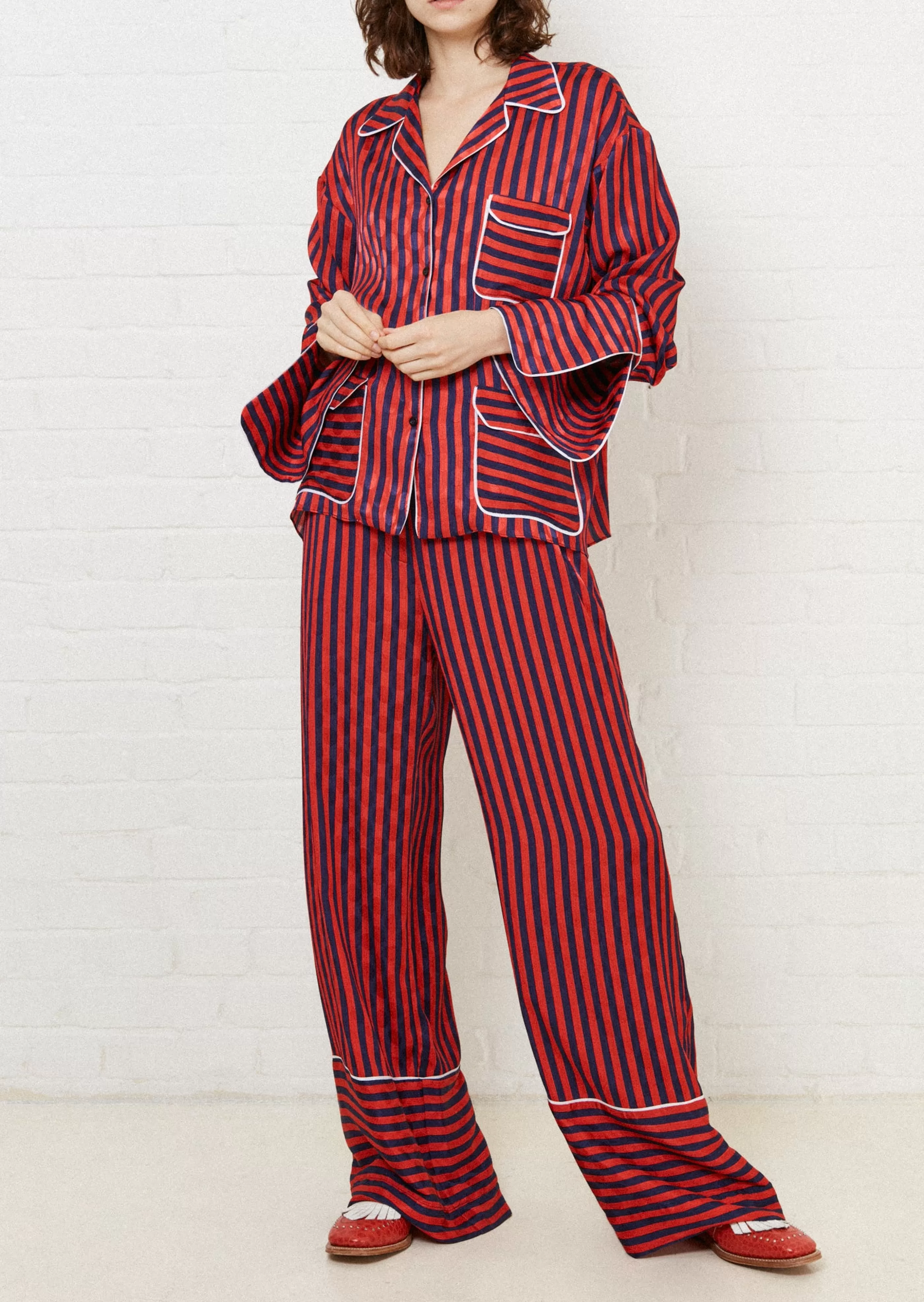 Best Sale & Navy Stripe Pyjama Style Trousers | Skirts & Trousers